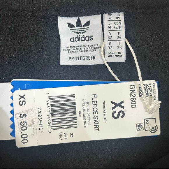 Adidas Polar Fleece Skirt Black White Stripe - Picture 5 of 7